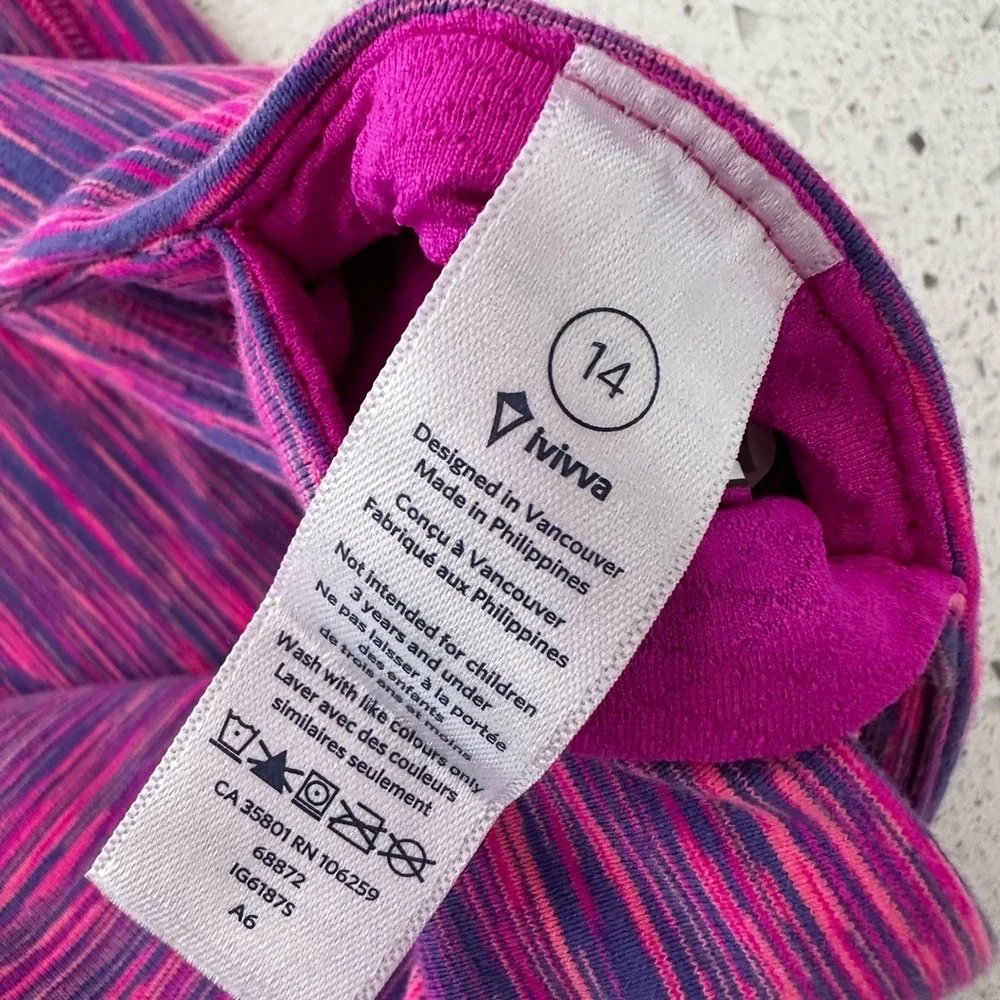 Ivivva Pink and Purple Striped Top and capris lot 14 EUC